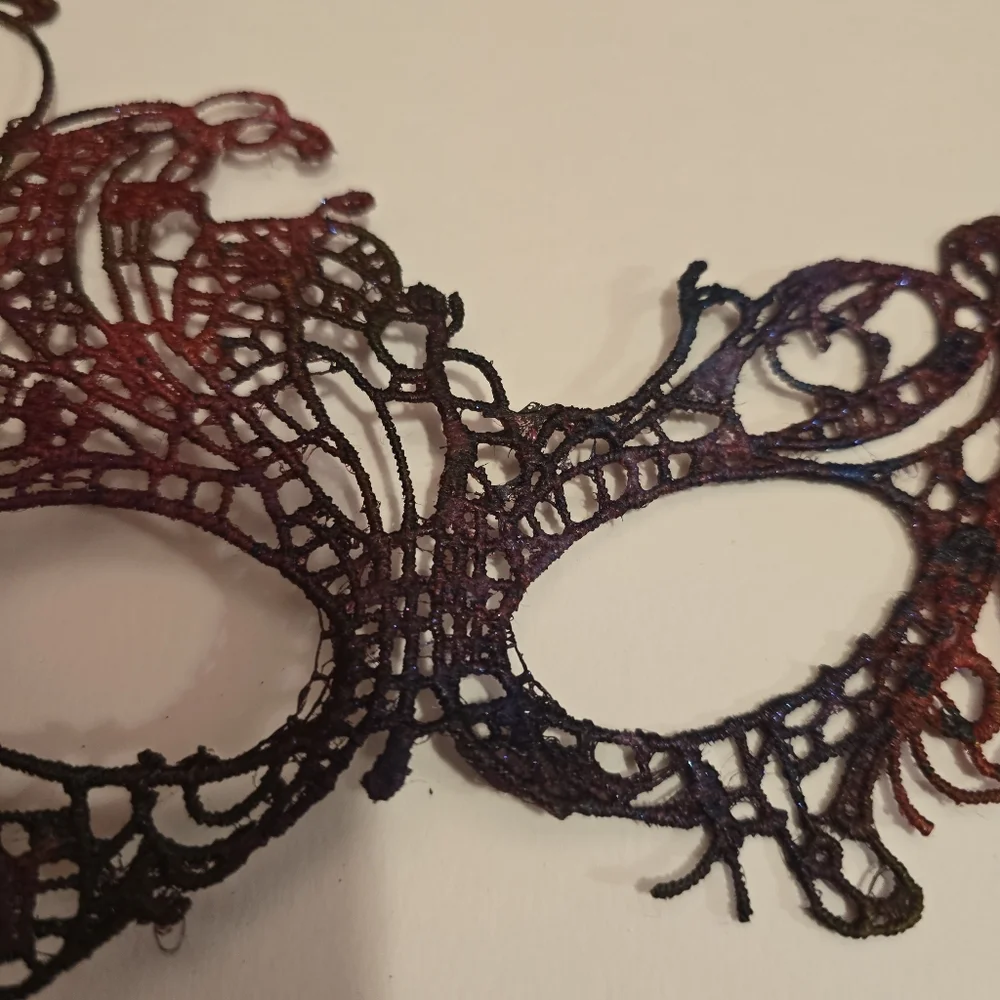 HANDCRAFTED Upcycled Lace Eye Mask HANDPAINTED Festival Mask Comic Con Sexy Play